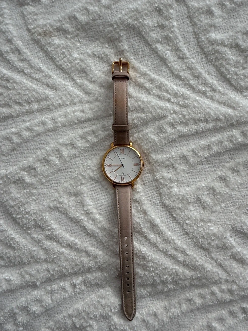 Fossil Women's Taupe Leather Strap Watch with Gold-Tone Case
